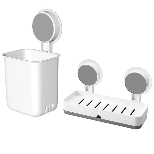 Durable Adhesive Toothbrush Holder & Soap Dish