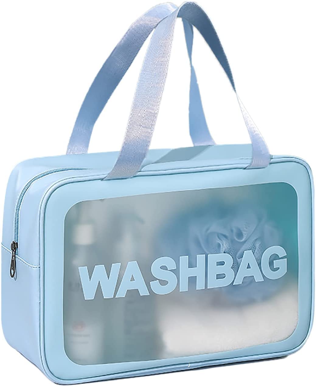 Large Transparent Handheld Zipper Makeup Bag