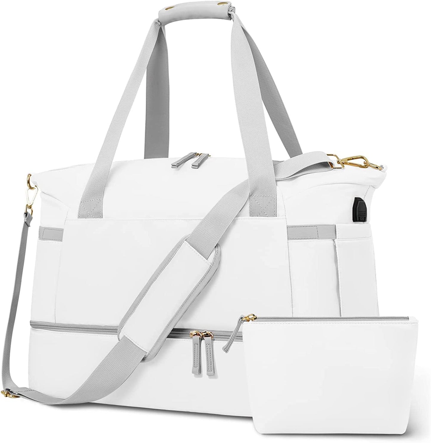 Women Bag – USB Charging Port, Wet Pocket, Shoe Compartment & Pouch