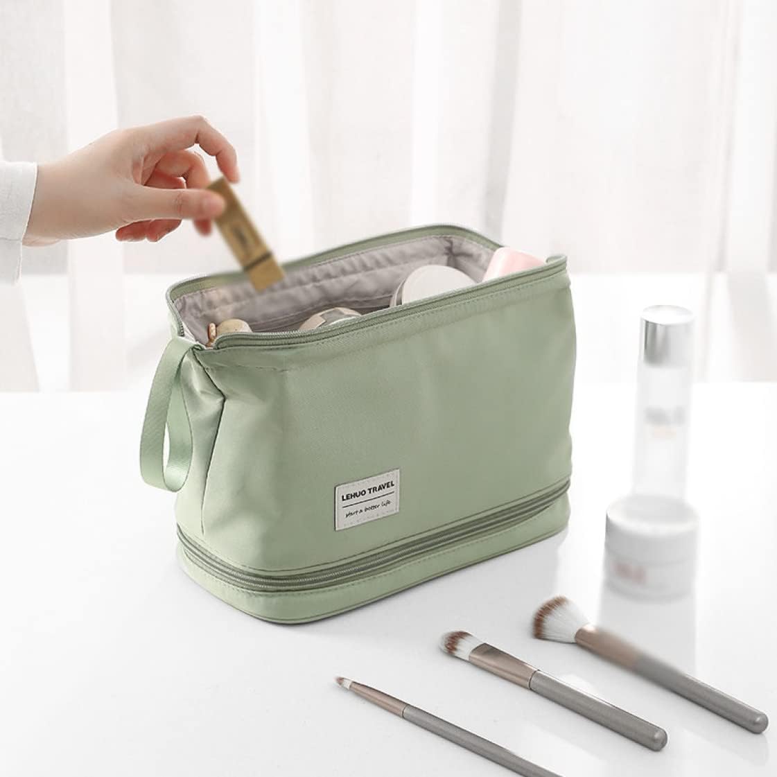 Double Layer Cosmetic Makeup Bag for Travel Organizer