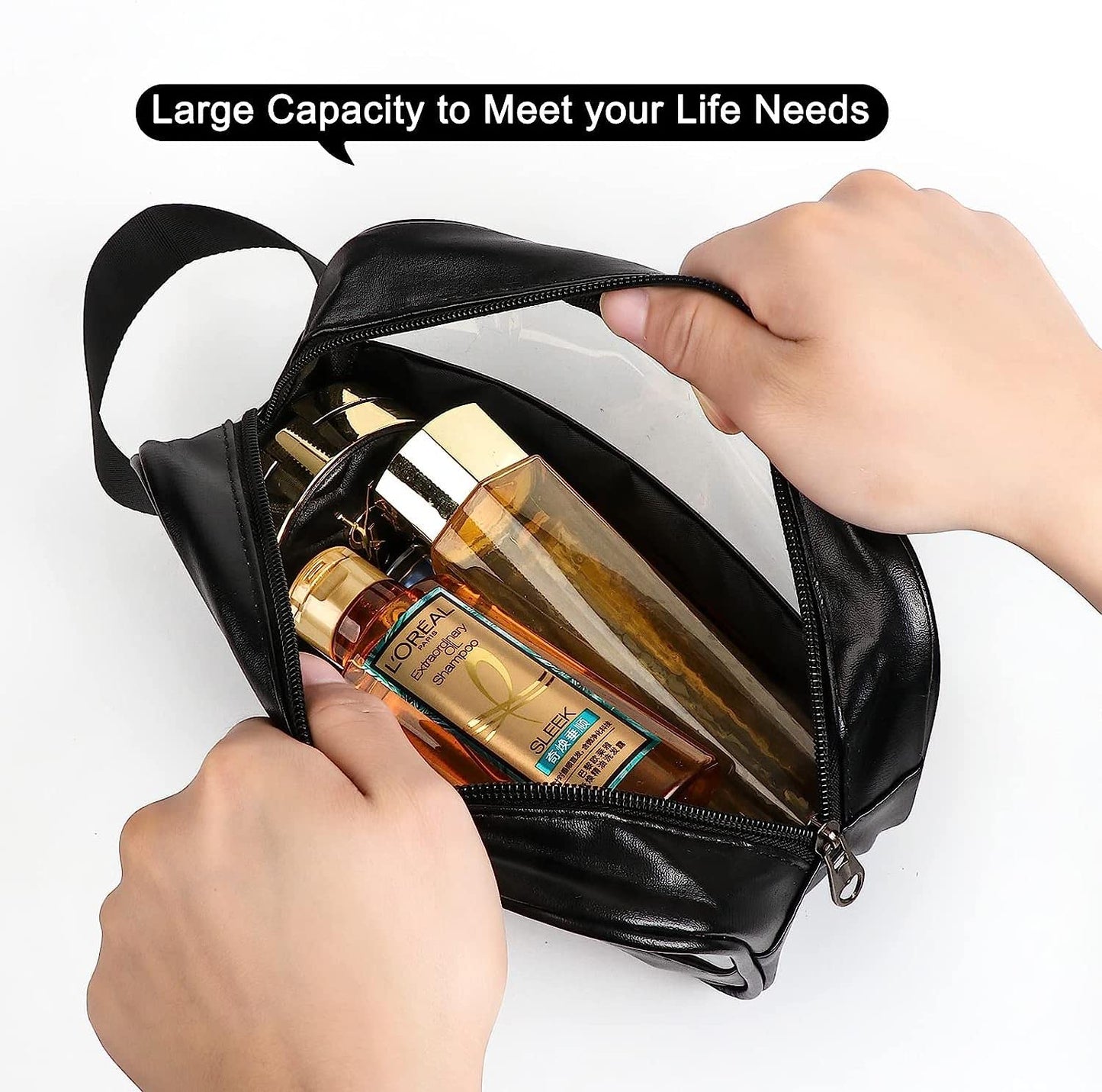 Portable Zippered Makeup Bag Cosmetics & Toiletries