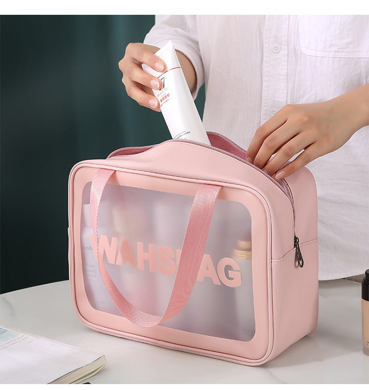 Large Transparent Handheld Zipper Makeup Bag