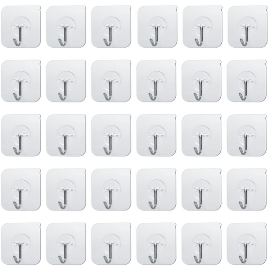 Self-Adhesive Stainless Steel Wall Hooks for Kitchen, Bathroom (Pack of 30)