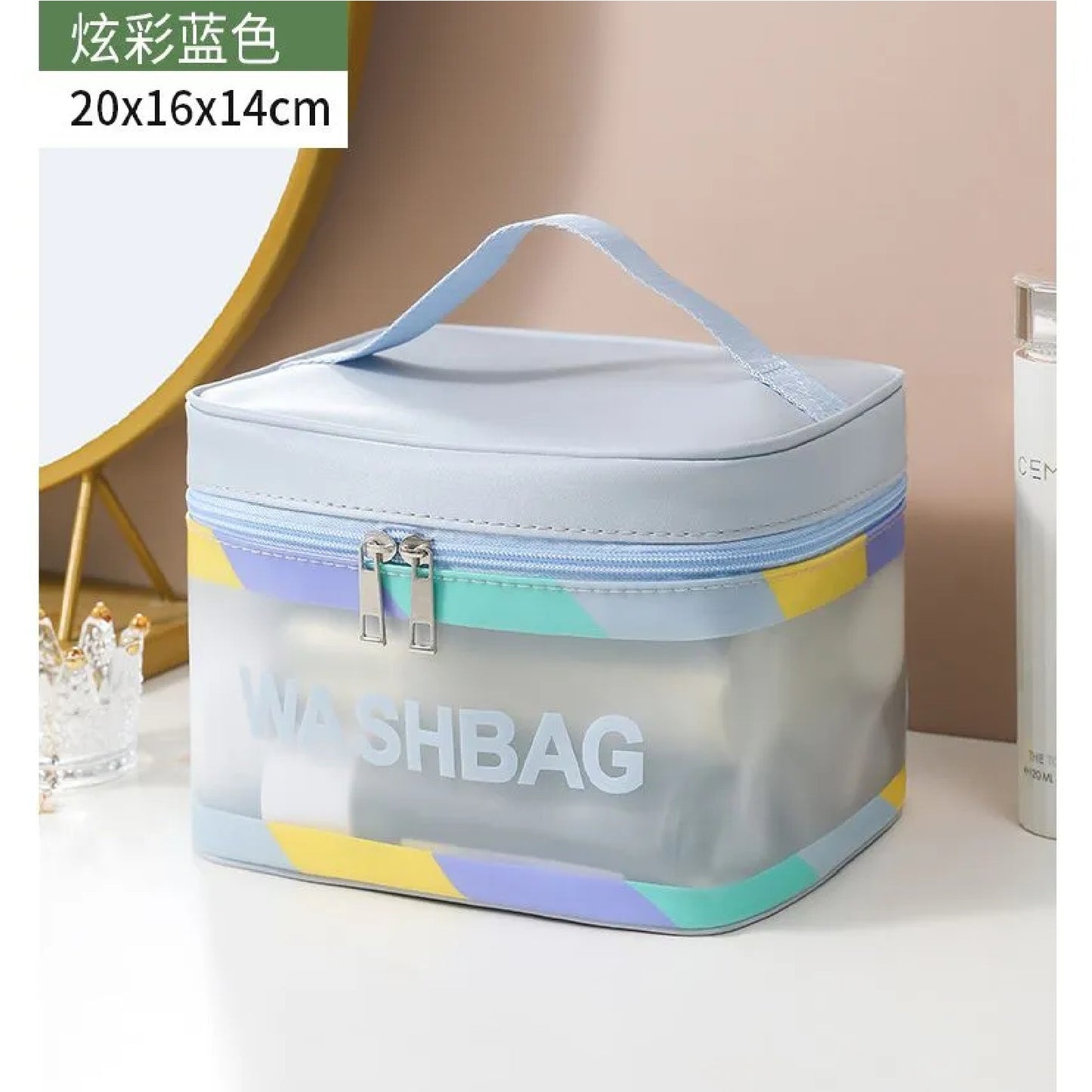 Letter Graphic Transparent Makeup Bag