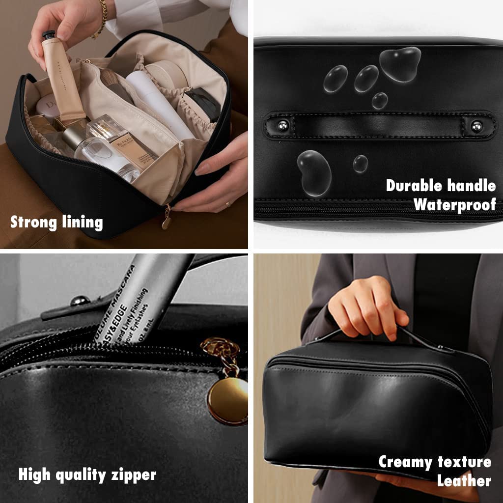Large Capacity PU Leather Makeup & Toiletry Bag