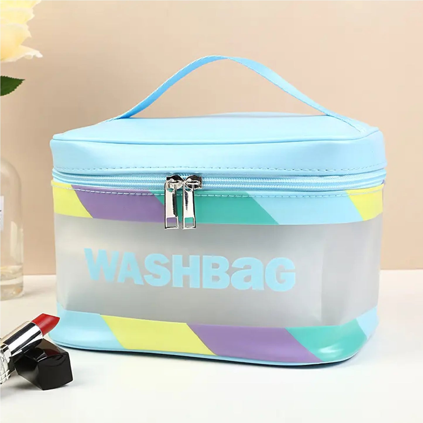 Letter Graphic Transparent Makeup Bag
