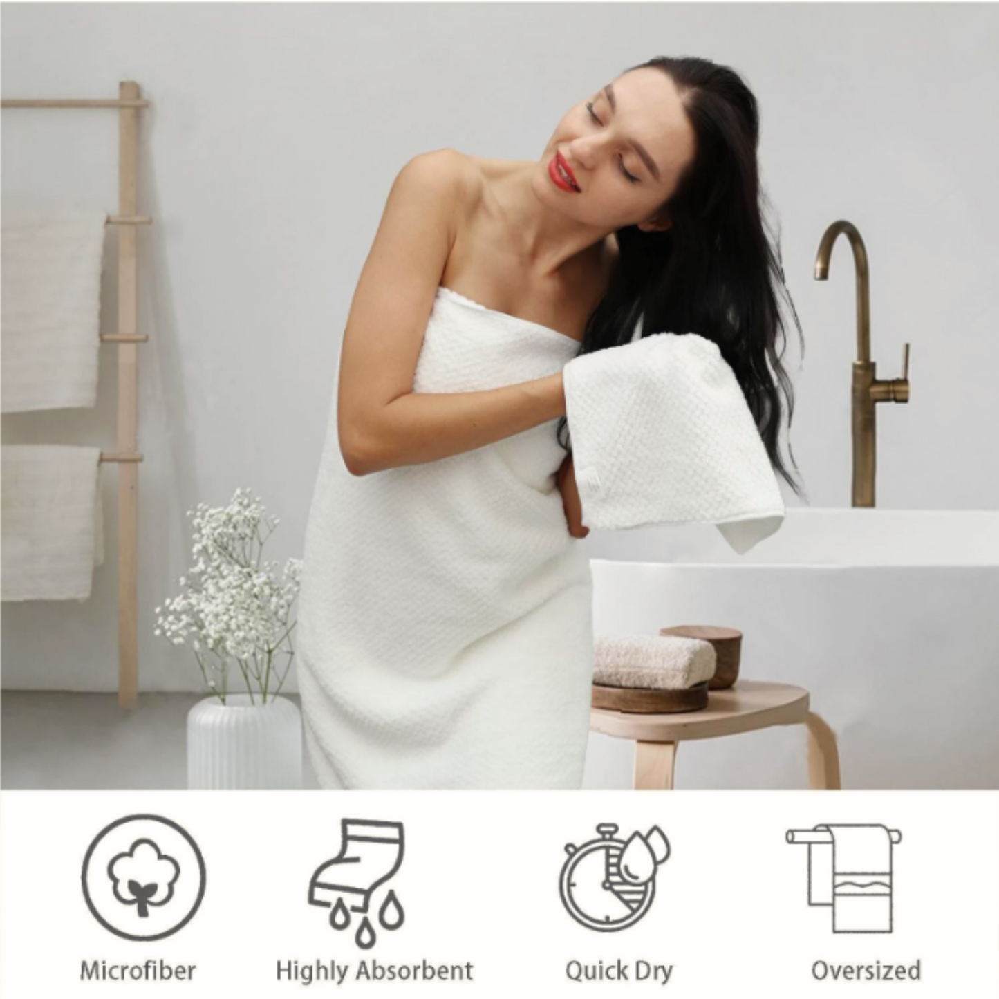Microfiber Soft Highly Absorbent Large Hand Towel