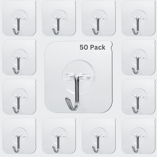 Self-Adhesive Stainless Steel Wall Hooks for Kitchen, Bathroom (Pack of 50)