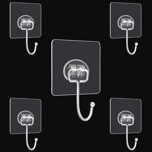 Self-Adhesive Stainless Steel Wall Hooks –Utility Hanging (Pack of 5)