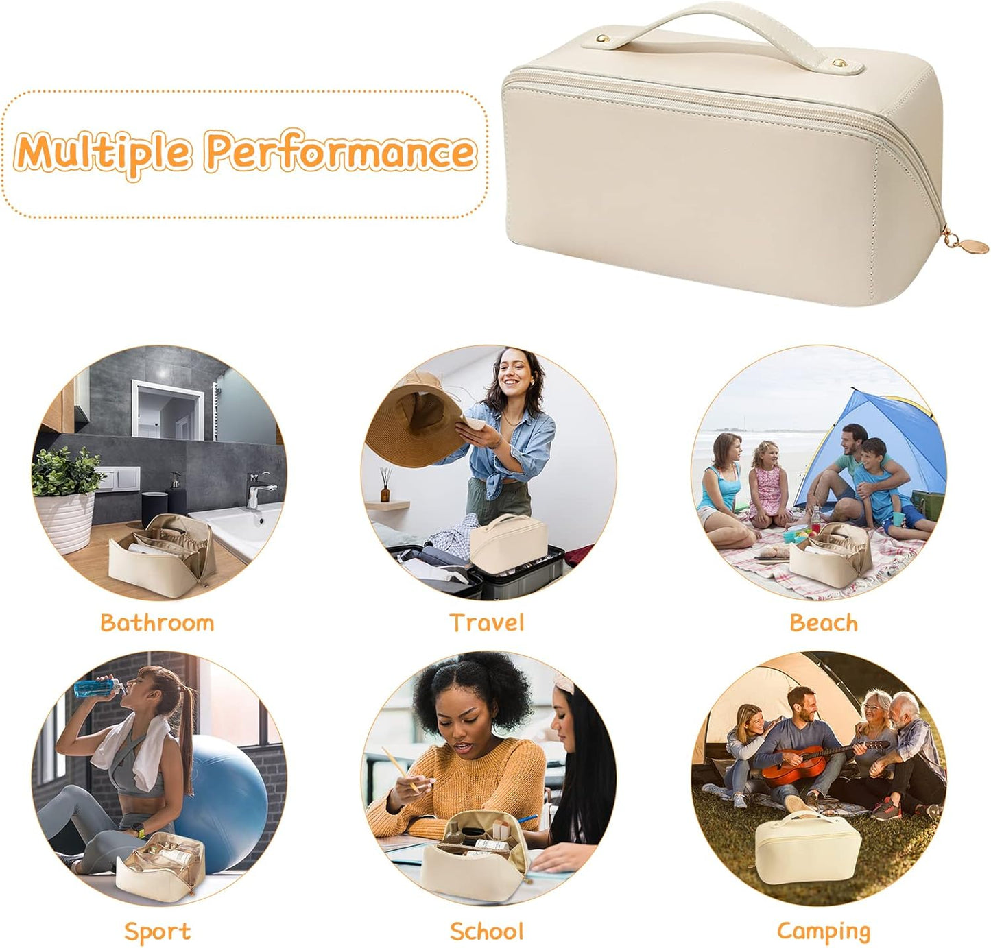 Large Capacity PU Leather Makeup & Toiletry Bag