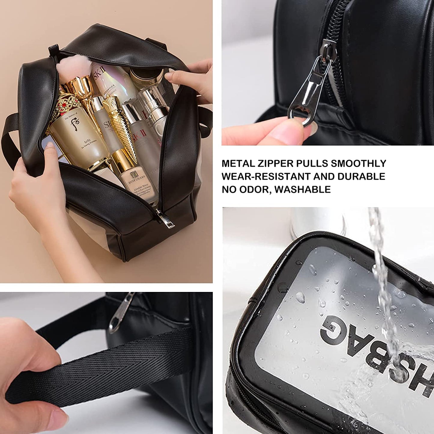 Large Transparent Handheld Zipper Makeup Bag