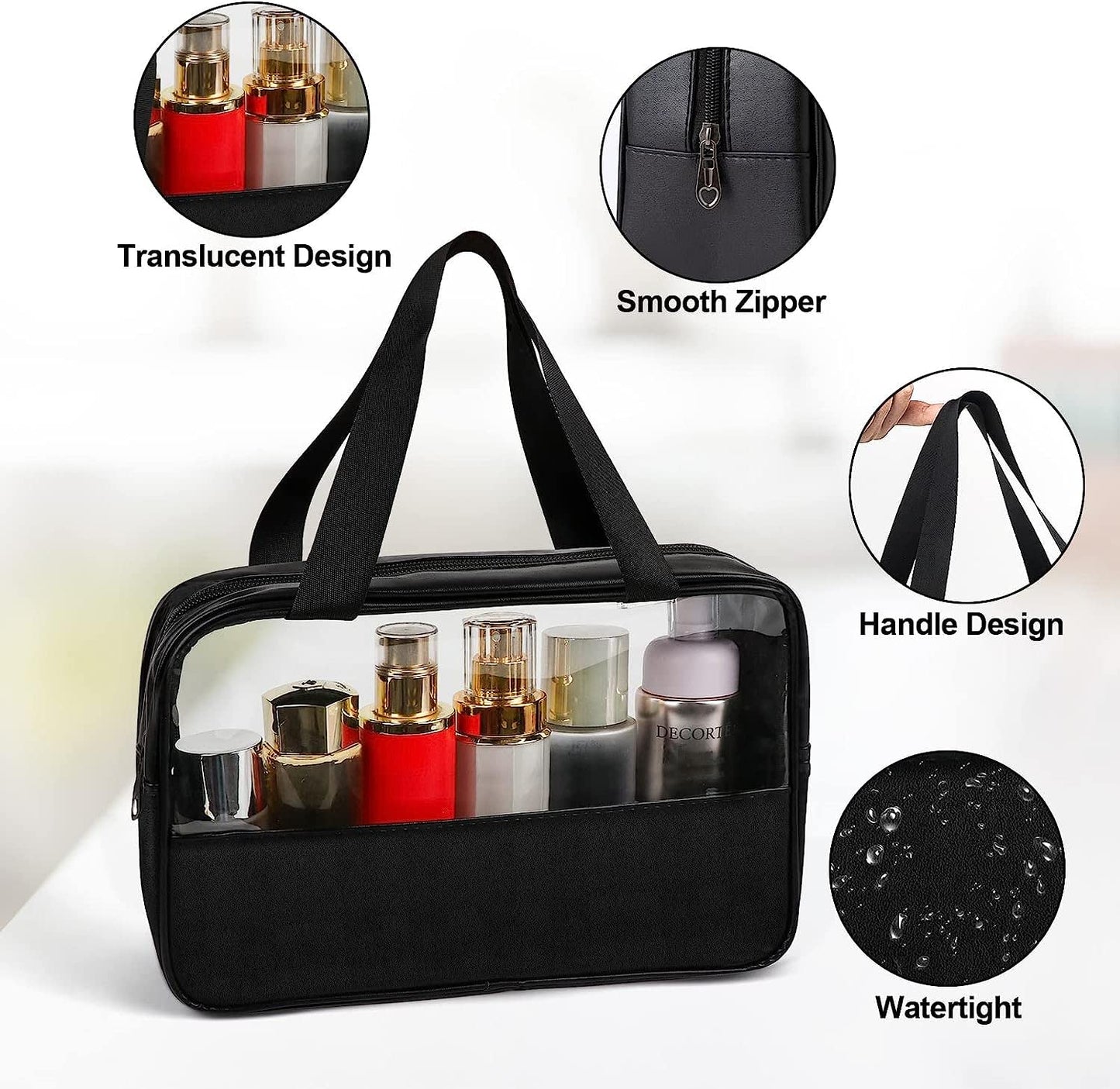 Portable Zippered Makeup Bag Cosmetics & Toiletries
