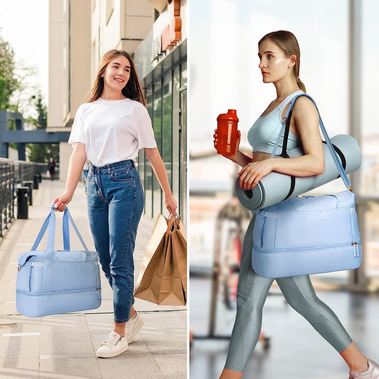Women Bag – USB Charging Port, Wet Pocket, Shoe Compartment & Pouch
