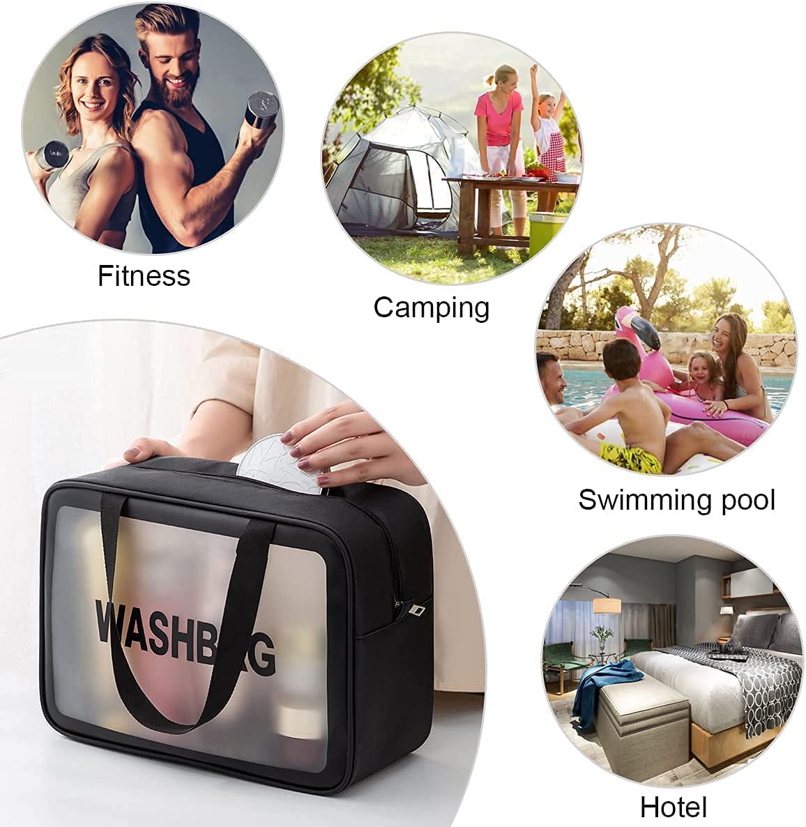 Large Transparent Handheld Zipper Makeup Bag