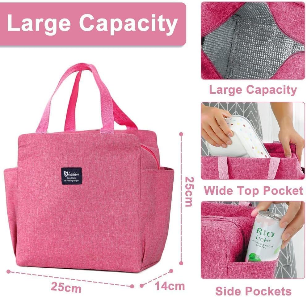 Big Insulated Lunch Bag with Water Bottle Holder