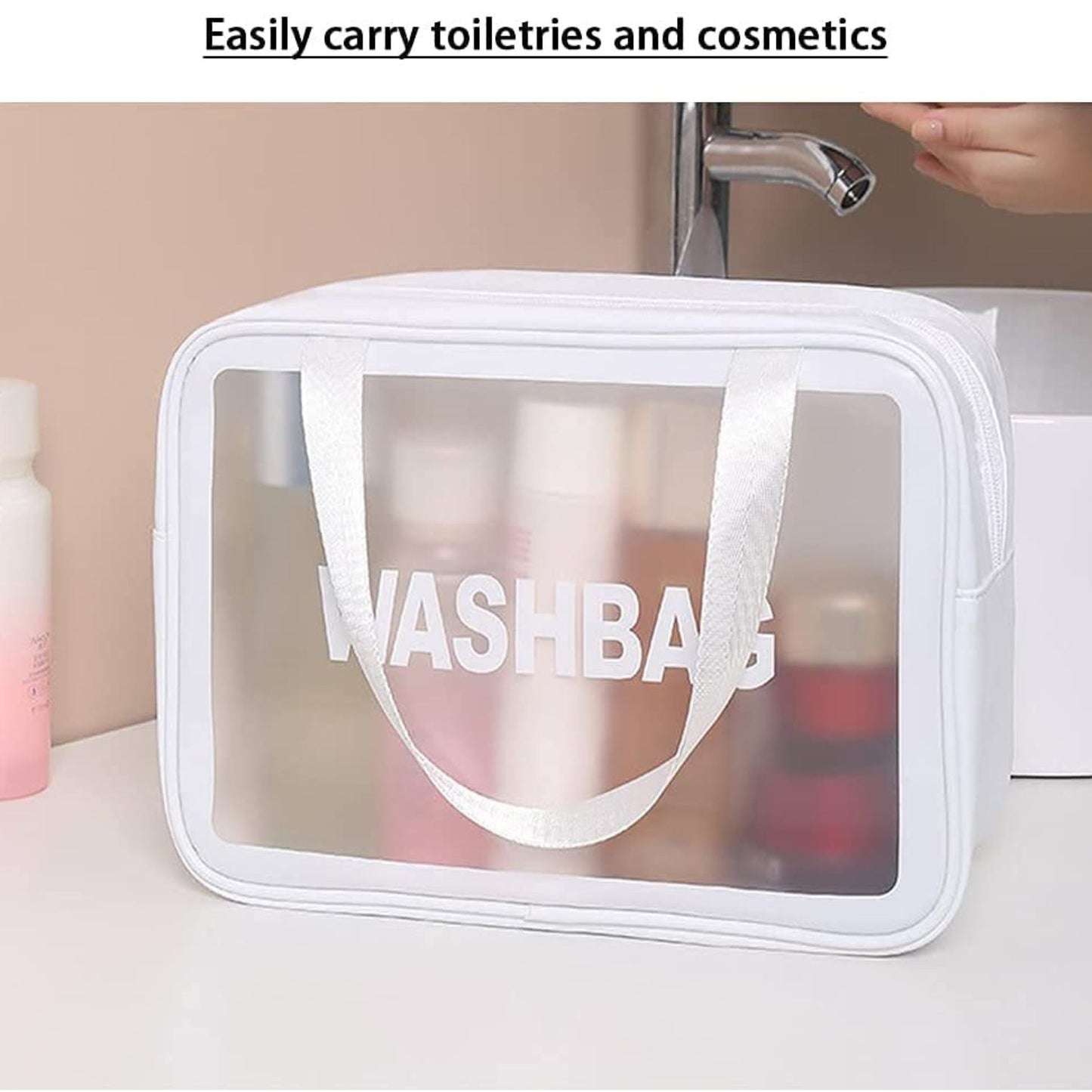 Large Transparent Handheld Zipper Makeup Bag