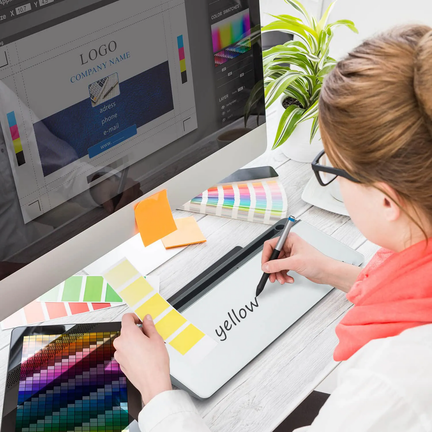 Desk Glass Whiteboard with Phone Holder