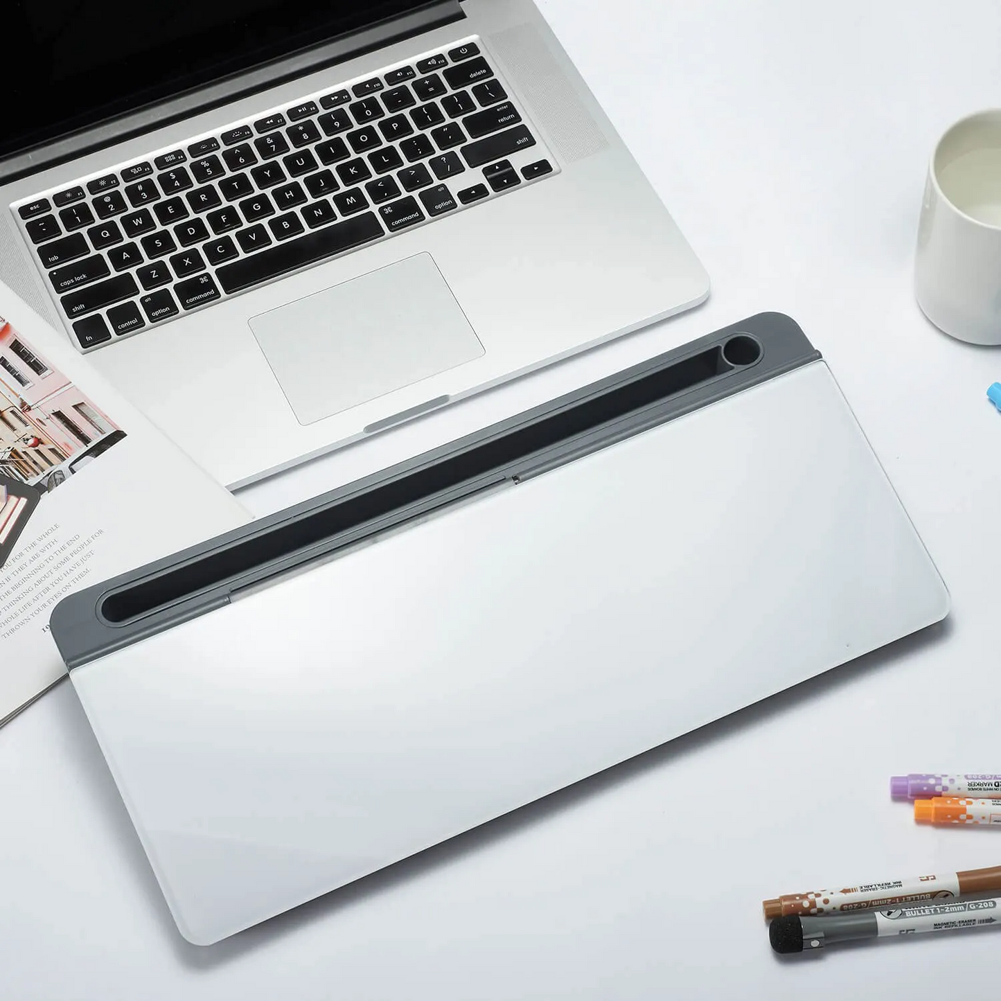 Desk Glass Whiteboard with Phone Holder