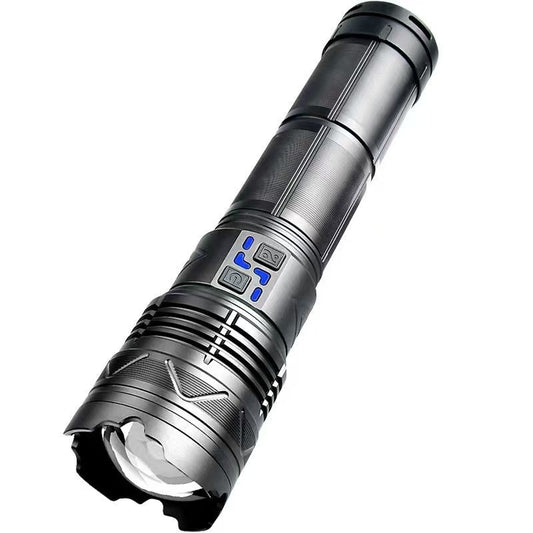 Rechargeable LED Tactical Flashlight 1000+ Lumens | Type-C Zoomable Aluminum Alloy Torch IP65 Waterproof