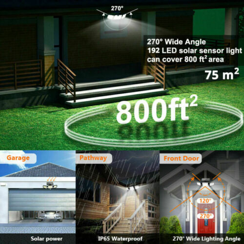 192 SMD LED 3 Heads Motion Sensor Solar Light